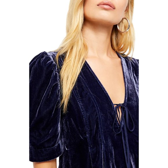 Free People Adelle Velvet Tunic in Indigo Lost - Picture 5 of 7